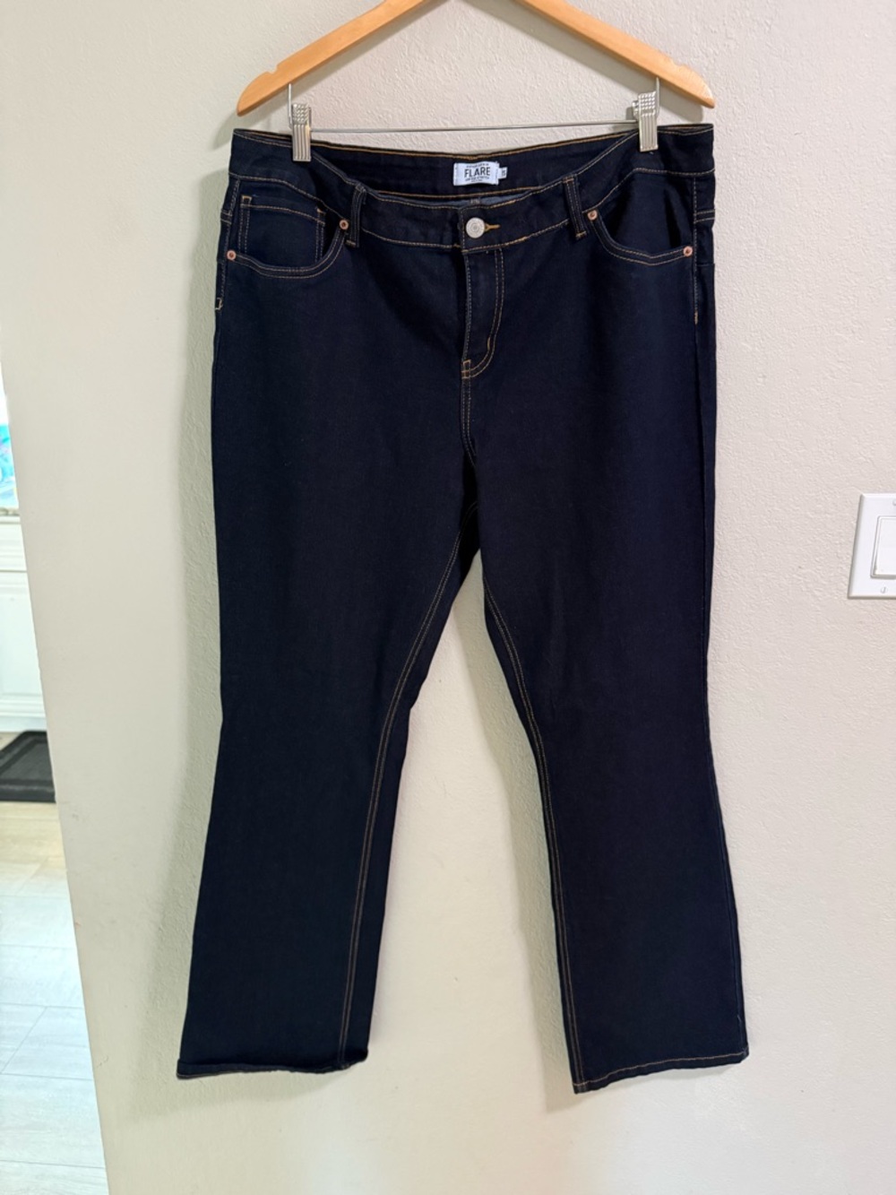 Refuge Denim Low Rise Flare Jeans Dark Wash Size 15 Stretch